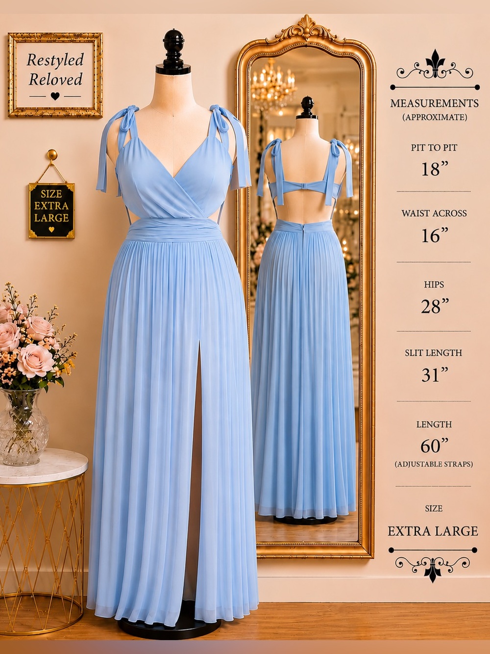 Lulus Celebratory Allure Pleated Backless Maxi Dress Powder Blue Size XL NWT